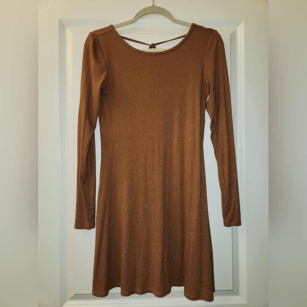 Camel Color Ribbed Dress